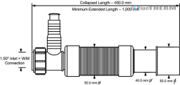 MCALPINE Złączka montażowa harmonijkowa L-1000mm 11/2